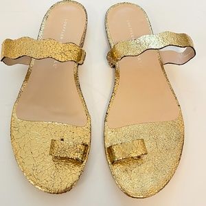 Loeffler Randall Scalloped Gold Sandals